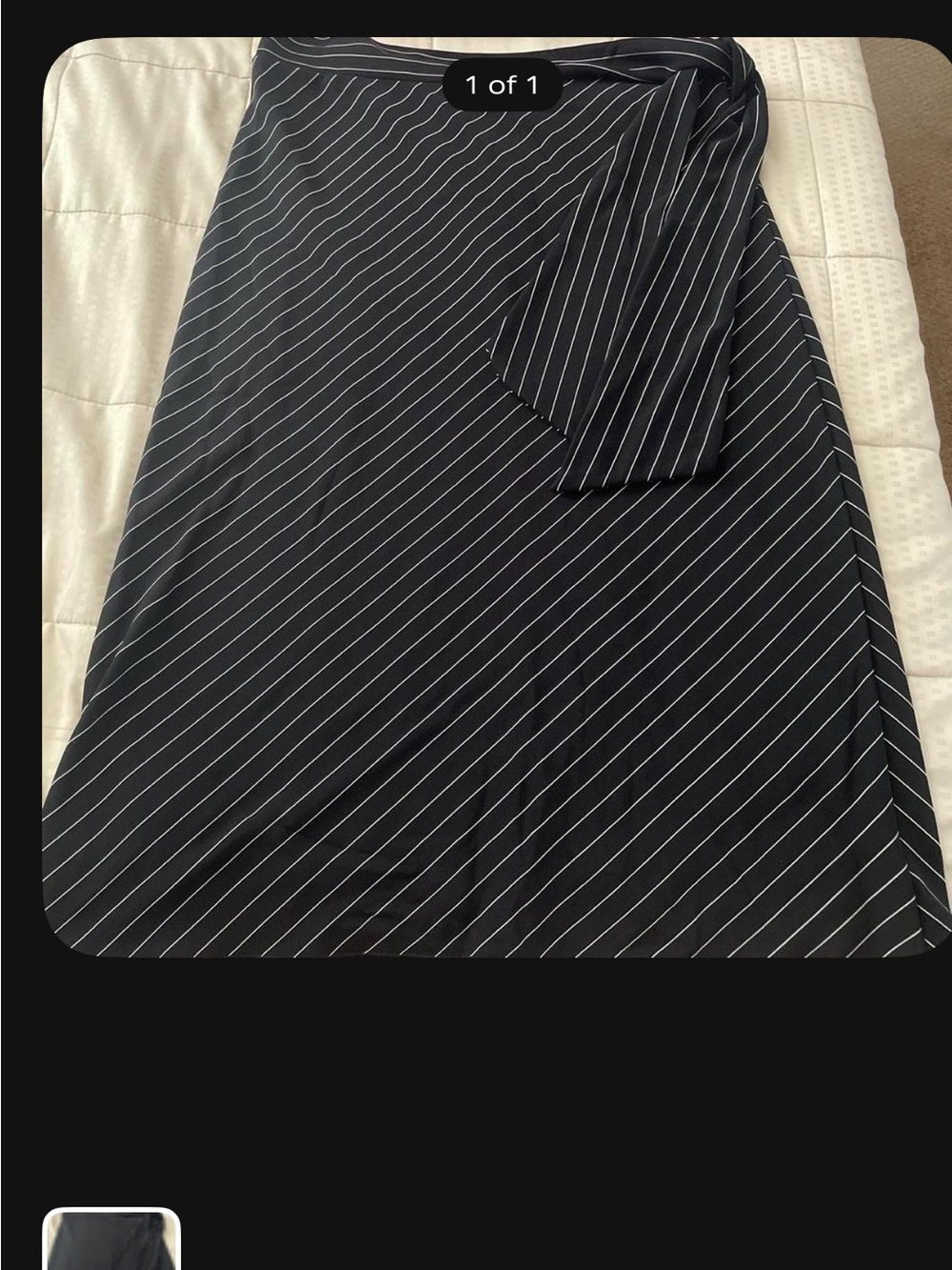 Women's Black Pinstripe A-Line Skirt with Tie Waist
